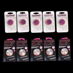 Set of 10 Phone Grips & Stands - 5 Shimmery Pink, 5 Silver